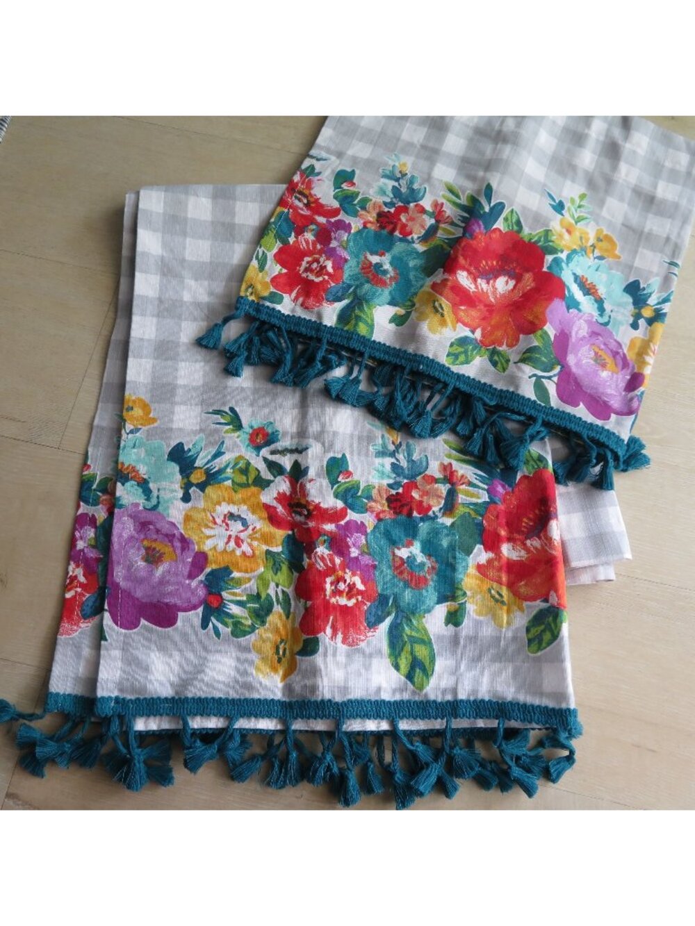 The Pioneer Woman Sweet Romance Blossoms 3pc Curtain Tier Valance Set NEW